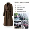Abrigo de Lana Doble Faz Directo de Fábrica para Mujer Solapa Cinturón Ceñido a la Cintura Color Sólido Mezcla de Lana Abrigo Ropa para Mujer Otoño/Invierno