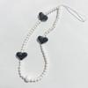 Nuevo caliente transfronterizo DIY cordón corto para teléfono móvil para mujer creativo corazón con cuentas cadena para teléfono móvil accesorios decoración de bolso