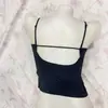 Camisola sin mangas de seda helada en forma de U para mujer, estilo delgado con copas, para llevar por dentro o por fuera, dulce picante cómoda, sin espalda. Foto real