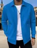 2026 Nova Jaqueta Cardigan Masculina de Primavera e Outono com Bolso com Zíper Gola Reversível Cor Sólida Casual Slim Fit