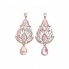 Brincos elegantes europeus e americanos de luxo leve cravejados de strass, brincos longos de cristal luxuosos e brilhantes, brincos de noiva da moda para mulheres