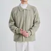 Jaqueta Cardigan de Tricô Masculina APO Masculino Outono Inverno Novo Wear Coreano Estilo Preguiçoso Solto Gola Lapela Suéter