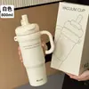 Termo Taza con Tapa de Estrella y Asa de Acero Inoxidable Gran Capacidad Taza Rompehielos Alta Apariencia Portátil Taza de Vacío con Popote Venta al por Mayor