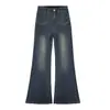 Jeans Acampanados Sueltos, sin Cinturilla Elástica, Resistentes a la Decoloración, Color Negro y Dorado, para Mujer, Adelgazantes, Levanta Glúteos, Caída Suelta, Versátiles