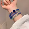 Novos Braceletes Empilhados Azuis Estilo Chinês para Mulheres, Braceletes Retrô de Luxo Leve de Alta Qualidade, Acessórios Estilo Zen Cool