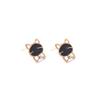Pendientes de aleación con forma de gato negro sonriente y diamantes de imitación, estilo coreano, para estudiantes.