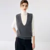 Chaleco de Punto de Cachemira con Cuello en V Profundo Otoño Invierno para Mujer Sin Mangas Holgado Estilo Perezoso Jersey de Punto para Vestir Cardigan
