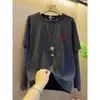 Diseño único, estilo falso de dos piezas, camiseta de manga larga para mujer, moderna y versátil, con un diseño de bloques de color a rayas