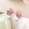 2024 Nuevo Estilo Búsqueda de Amor Moda Simple Exquisito Mariposa Esmalte al Óleo Pendientes de Gama Alta Pendientes Elegantes Femeninos