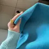 Falda midi de punto azul línea A para mujer, nuevo estilo otoño/invierno, elegante de cintura alta, adelgazante, corte recto y que se ajusta a la figura.