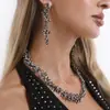 N13272 Moda Transfronteriza Ins Pendientes y Collar Geométricos Irregulares Completos con Diamantes Dulce Fresco Accesorios de Conjunto para Fiesta Nocturna