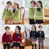 Uniforme Escolar de Jardim de Infância Estilo Primavera e Outono Uniforme de Escola Primária Suéter Estilo Outono Uniforme de Turma Uniforme para Apresentação do Dia Nacional Uniforme para Apresentação do Dia de Ano Novo