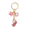 Chaveiro de concha e estrela do mar transfronteiriço, pingente DIY de liga com óleo gotejante, acessório requintado para bolsas e chaveiros de meninas, acessório de presente