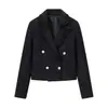 Exportação Transfronteiriça Roupas Femininas Outono e Inverno 2025 Europeu e Americano Blazer de Terno Pequeno Texturizado de Tweed de Botão Duplo High-End