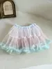 Nueva pieza mágica versátil para niñas: Falda decorativa linda de algodón y malla en capas estilo coreano para niñas pequeñas
