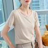 Camiseta de Modal de Manga Corta para Mujer Mujer 2025 Nueva Europea de Cuello U de Manga Media de Ala Ancha Elegante Top de Cintura