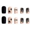Unhas Vestíveis Transfronteiriças de Comércio Exterior, Adesivos de Unha de Aranha Preta Doce e Descolada Personalizados, Peças de Manicure Vestíveis, 24 Peças de Unhas Prontas