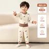 2413 Conjunto de Roupa Íntima Infantil para Primavera e Outono Novo Modelo Classe A Algodão Puro Meninos e Meninas Bebê Roupa Íntima Térmica Cintura Alta Desenho Animado