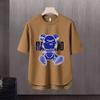 2024 Nueva Marca Americana de Moda Camiseta de Manga Corta con Estampado de Letras y Oso para Hombre, Top Casual Holgado de Verano