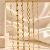 Collar Básico de Acero Inoxidable con Cruz Modelo Clásico Versátil Cadena de Corazón Broche de Nariz de Cerdo Chapado en Oro Real de 18K Collar Impermeable