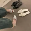 Sandalias de Boca de Pez para Mujer con Pedrería, Punta Fina de Moda Negras para Playa Estilo Nuevo, Tacones Altos con Lentejuelas, Sandalias Plateadas