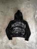 Sudadera con capucha casual de moda para hombre, estilo retro americano con estampado de espuma Y2K, estilo callejero punk oscuro