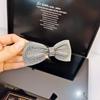 Grampo de cabelo francês retrô super brilhante com laço de diamante completo, grampo de cabelo leve e luxuoso feminino, acessórios de cabelo simples e modernos de strass
