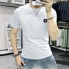 Marca de Moda Camiseta de Manga Corta para Hombre Explosiva 2025 Nueva Moda de Verano Ajustada Estampada Camiseta de Media Manga con Cuello Redondo para Hombre