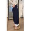 Jeans con encaje para mujer Verano Nuevo Talla Grande mm Gordo Look Adelgazante Suelto Petite Casual Pierna Ancha Pantalón Nueve Puntos