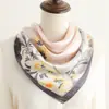Pañuelo de Seda Nuevo Estilo Flor Simple y Elegante Chal Protector Solar Pañuelo de Rosa y Peonía Seda Imitación Pañuelo Cuadrado de 70cm Pañuelo Profesional para Mujeres