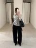 Han Xun, roupa de trabalho inteligente e estilosa: patchwork listrado, gola de camisa falsa de duas peças, top emagrecedor para mulheres, coleção outono/inverno 2026, estilo 27611