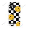 Estuche para Teléfono Apple 16 a Cuadros Blancos y Negros con Cara Sonriente, Estilo Trendy, Estuche Protector de Cobertura Total para iPhone 18 Pro Max