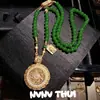 Collar de Brújula de Rejilla Incrustada de Diamantes Color Oro Antiguo, Cuenta de la Fortuna Color Jade, Nuevo Estilo Chino, Calabaza de Hilo de Oro, Collar de Fortuna y Prosperidad