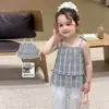 Roupa Infantil para Meninas: Regata Casual Estilosa de Verão Fina para Crianças, Camiseta Regata de Bebê Classe A
