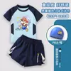 Traje de baño infantil de manga corta de Mario Luigi para niños, traje de baño para niños pequeños, conjunto de traje de baño de dos piezas de secado rápido