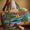 Nueva Marca Independiente Serie Hawaiana Bolso de Viaje Acolchado de Algodón, Bolso de Yoga para Mujer Estampado de Moda, Bolso de Mano