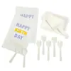 Prato de Jantar Descartável para Bolo de Aniversário com Faca e Garfo Kit Prato de Papel Espesso Prato Bandeja de Assar Utensílios de Mesa de Proteção Ambiental Três em Um