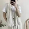Colete feminino estilo vintage, novo modelo primavera 2026, gola V, de abotoamento simples, corte solto, modelador, leve, jaqueta sem mangas