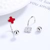 S925 Sterling prata quatro folhas trevo brincos parafuso padrão contas redondas anti-remoção em forma de U Ano Novo distinto preto cola gota brincos