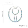 Brincos Ovais de Zircônia Cravejados com Diamantes, Pulseira, Colar, Corrente para Clavícula Estilo Palácio Retrô, Conjunto de Joias de Luxo Leve e de Alta Qualidade