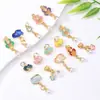 Pingente Flor de Lótus com Gotejamento de Óleo Esmaltado, Diamante e Pérola, Montagem Manual com Contas, Peça Semi-Acabada para Joias DIY, Atacado