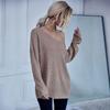 Suéter de punto grueso con cuello en V, manga larga, color sólido, estilo informal, europeo y americano, para mujer, de Amazon Independent Station, comercio exterior transfronterizo, principios de otoño