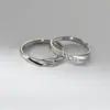 Anillo de Pareja Cóncavo Línea de Plata S925 Nalan Exquisito Simple Estilo Ins Diseño de Nicho Anillo R03947