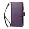 Adecuado para funda de cuero iPhone 17, Samsung A27 multifuncional billetera con cremallera de 9 tarjetas funda protectora cruzada, 16Pro color sólido