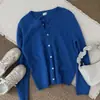 Oso de Miel Lana/2026 Otoño/Invierno Nuevo Estilo Coreano Corte Holgado Adelgazante Cuello Redondo Calado Top Cardigan de Punto de Lana para Mujer