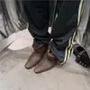 Botines cómodos de cuero suave, con plataforma para aumentar la altura, punta fina, borde enrollado en el tobillo para mujer, estilo nuevo, versátiles, elegantes, con tacón de cuña, ajuste ceñido y elásticos