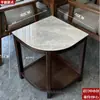 Mesa de Café Mahjong de Gama Alta con Forma de Abanico para Hotel Madera Maciza Placa de Roca Pequeño Estante de Almacenamiento Sala de Ajedrez y Cartas Estante para Agua de Té Especial para Casa de Té Antiescaldado