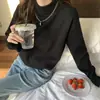 Nuevo Suéter Suave de Punto para Mujer Otoño Temprano 2025, Top Corto de Punto Básico Engrosado para Invierno con Cuello Medio Alto
