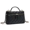 Otoño/Invierno Nuevo Cuero Genuino Estilo Coco Caviar Acolchado Cadena Lonchera Bolso de Caja de Almuerzo de Moda para un Hombro Cruzado de Hombro Portátil