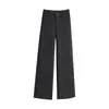 Pantalones rectos de lana de pierna ancha para mujer, nuevo modelo otoño e invierno 2026, grosor medio, tiro alto, holgados, adelgazantes, color liso, pantalones casuales sencillos